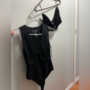 Christmas bundle Black Sparkly Bodysuit and Top Set